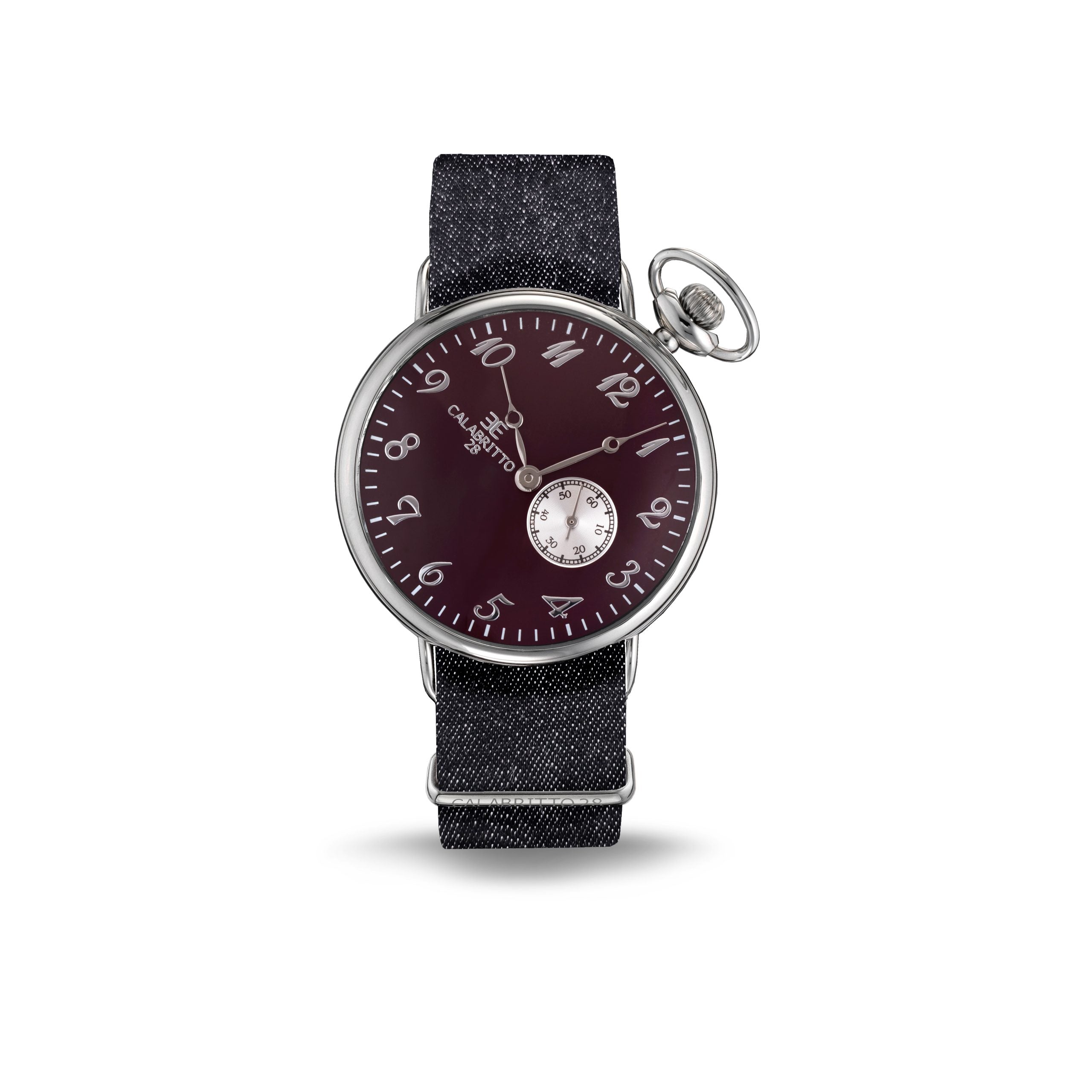 Orologio 42 Mm Borgogna Denim Nero