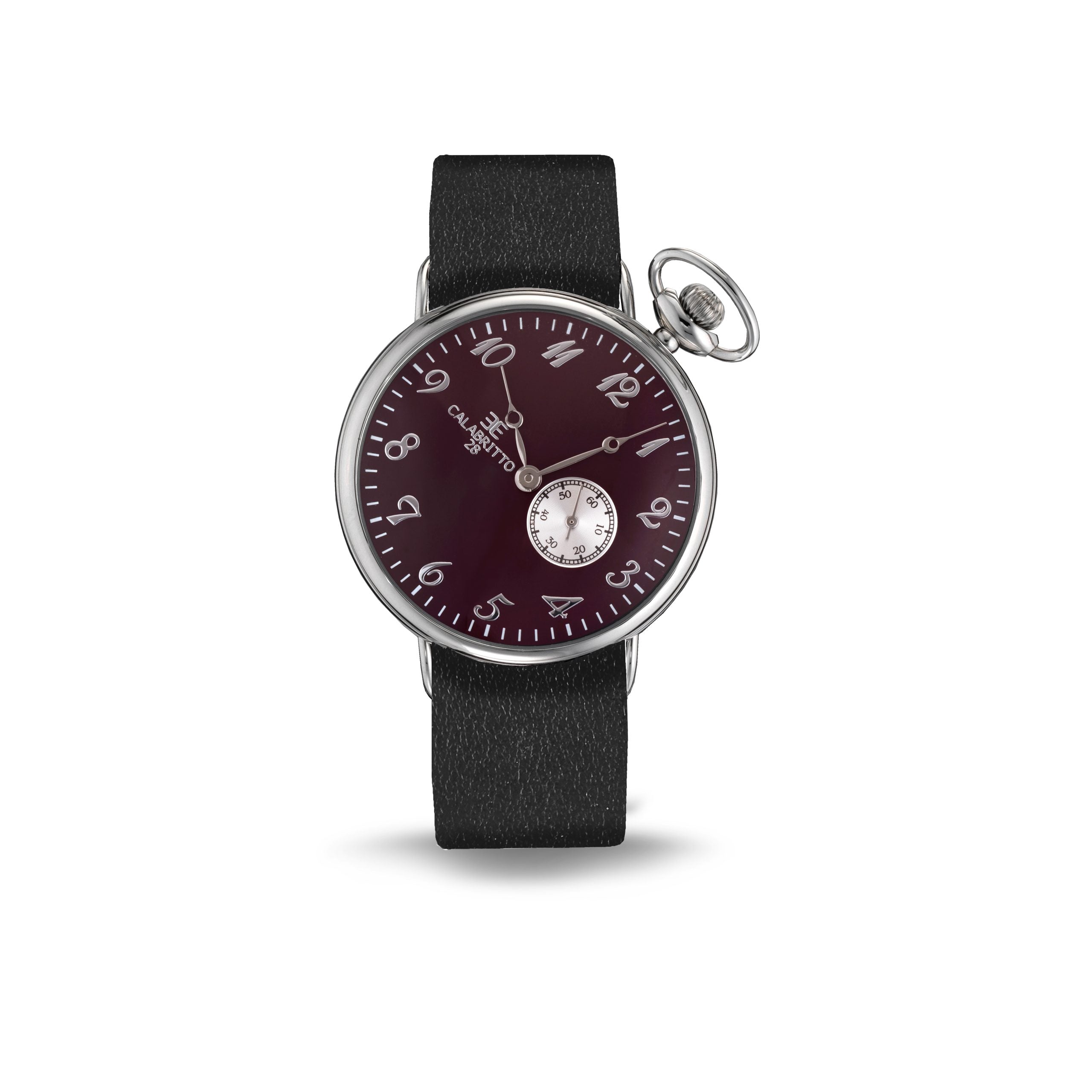 Orologio 42 Mm Borgogna Arcamone Vitello Nero