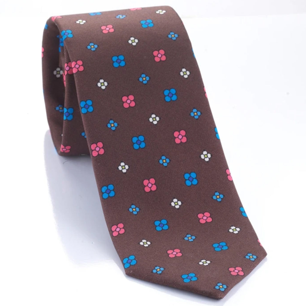Cravatta Big Flower Marrone