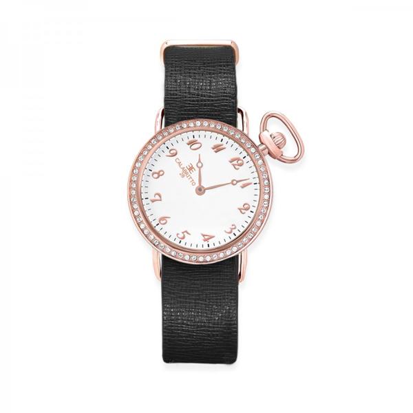 Orologio 32mm  Rose Brill Saffiano Nero