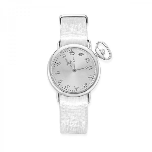 Orologio 32mm  Silver Grey Saffiano Bianco