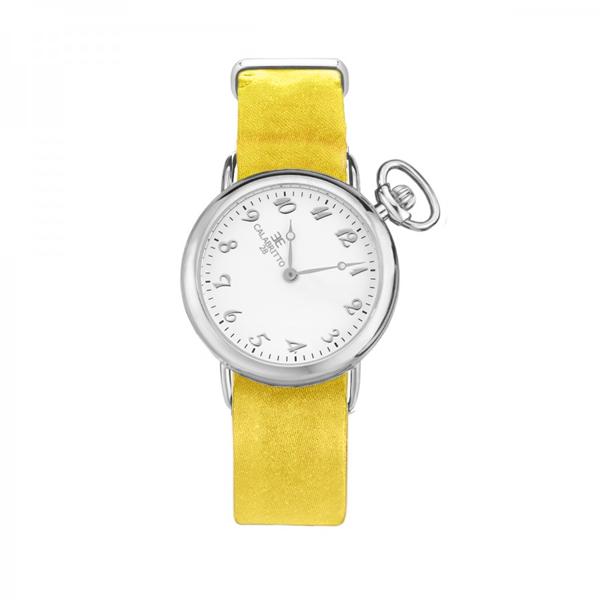 Orologio 32mm  Silver Madreperla Raso Giallo