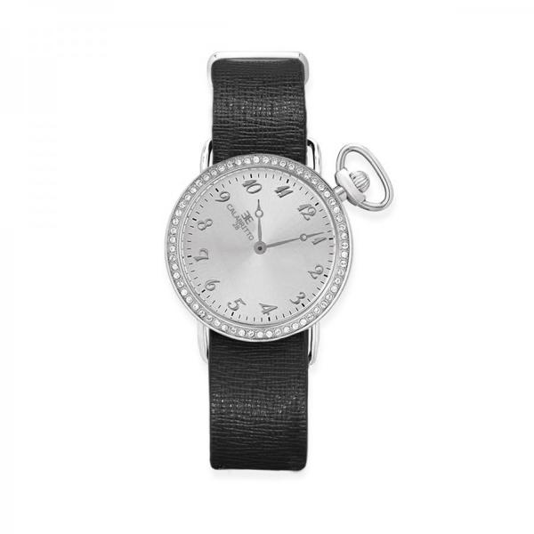 Orologio 32mm  Silver Brill Grey Saffiano Nero