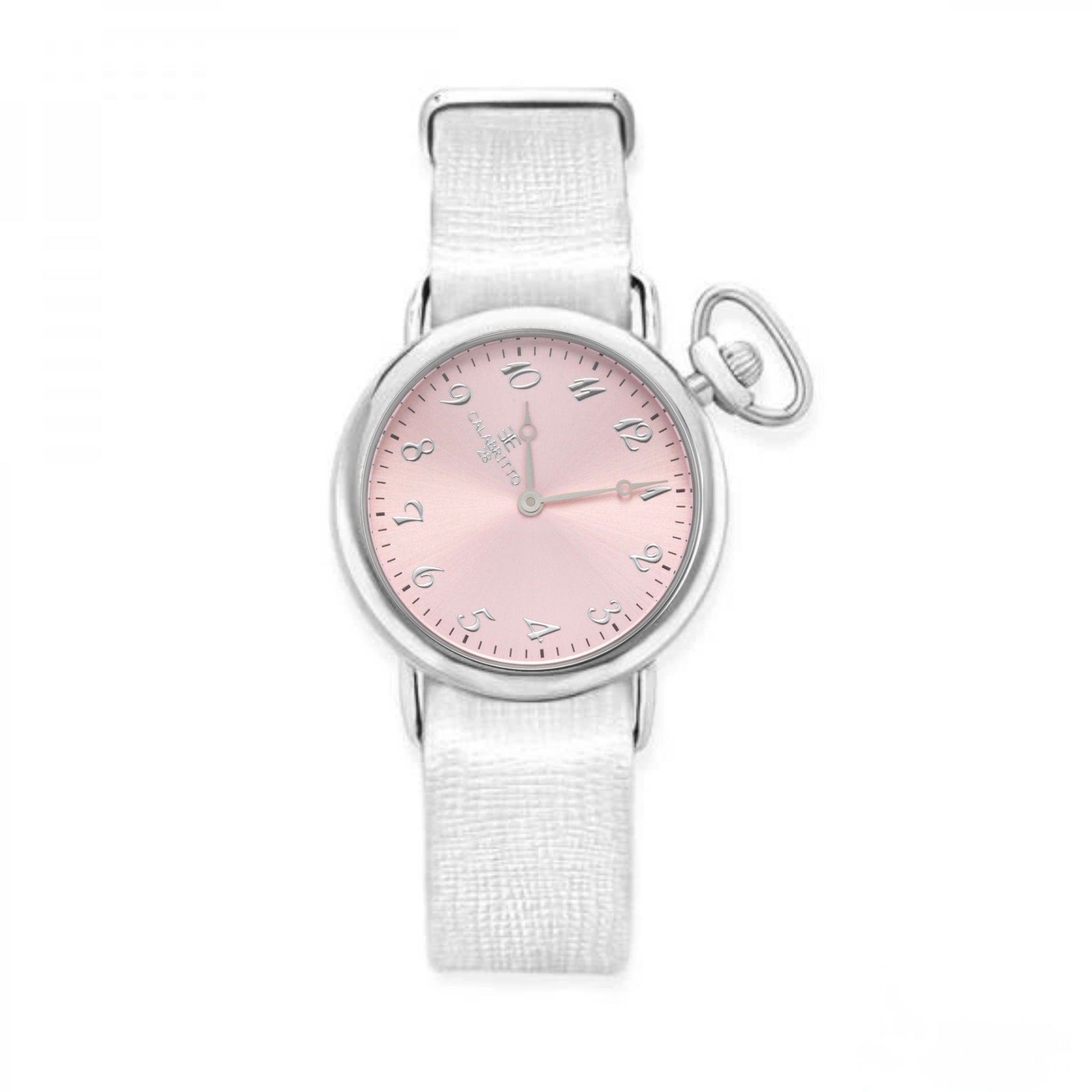 Orologio 32mm Silver Rosa Saffiano Bianco