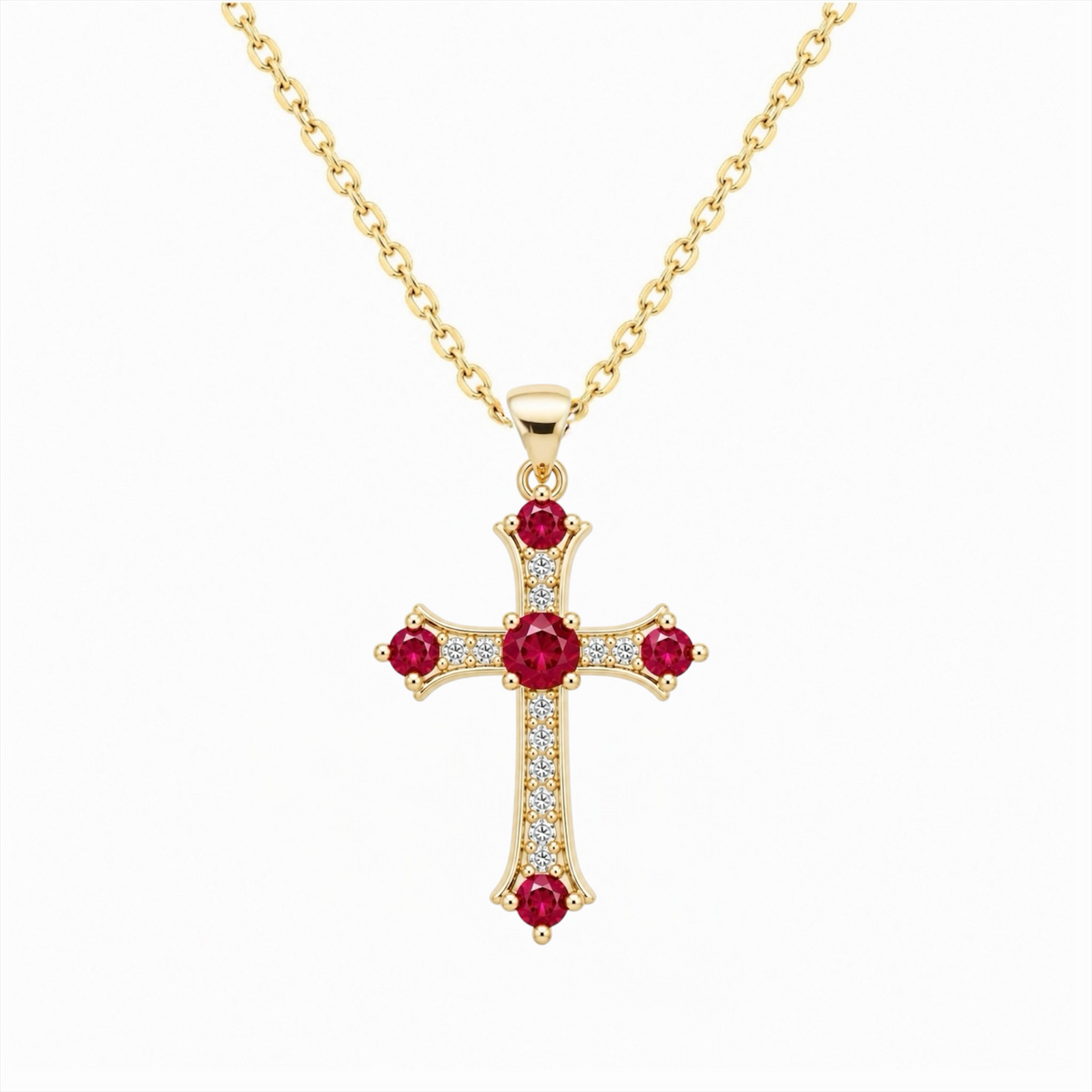 Collana Croce Gemma Rossa