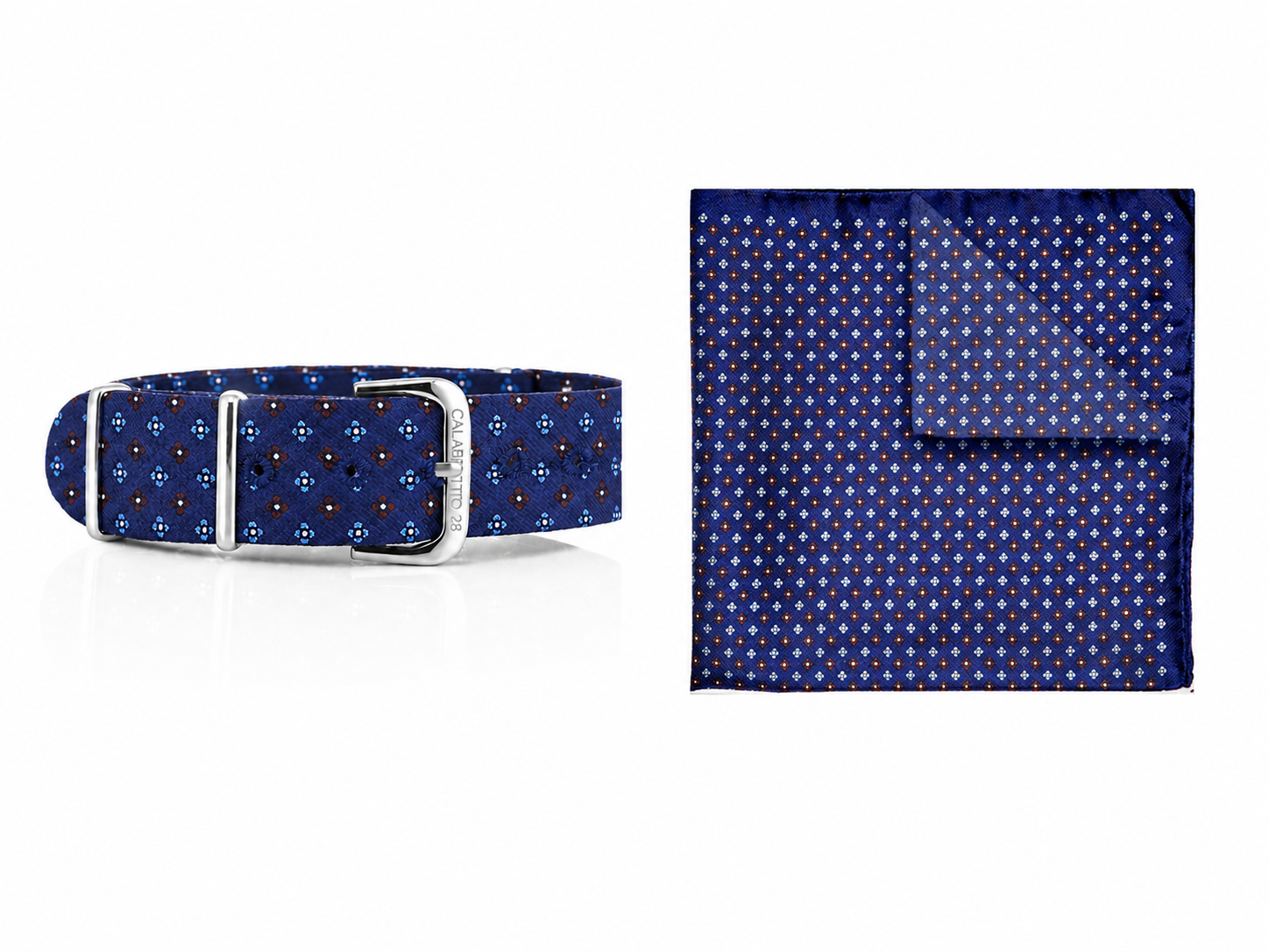 Kit Combo Cinturino & Pochette Arcamone Blu-Marrone