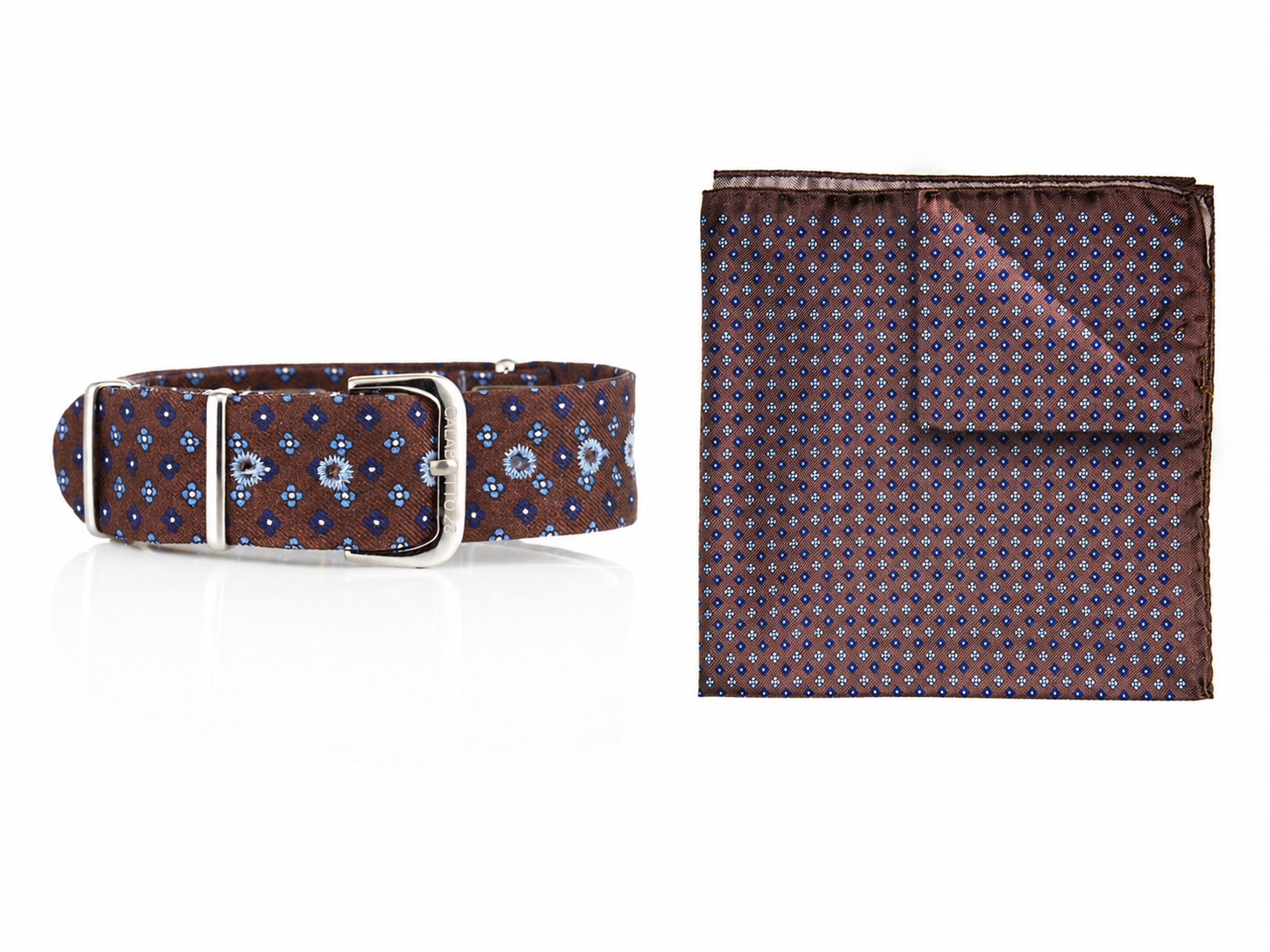 Kit Combo Cinturino & Pochette Arcamone Marrone-Blu