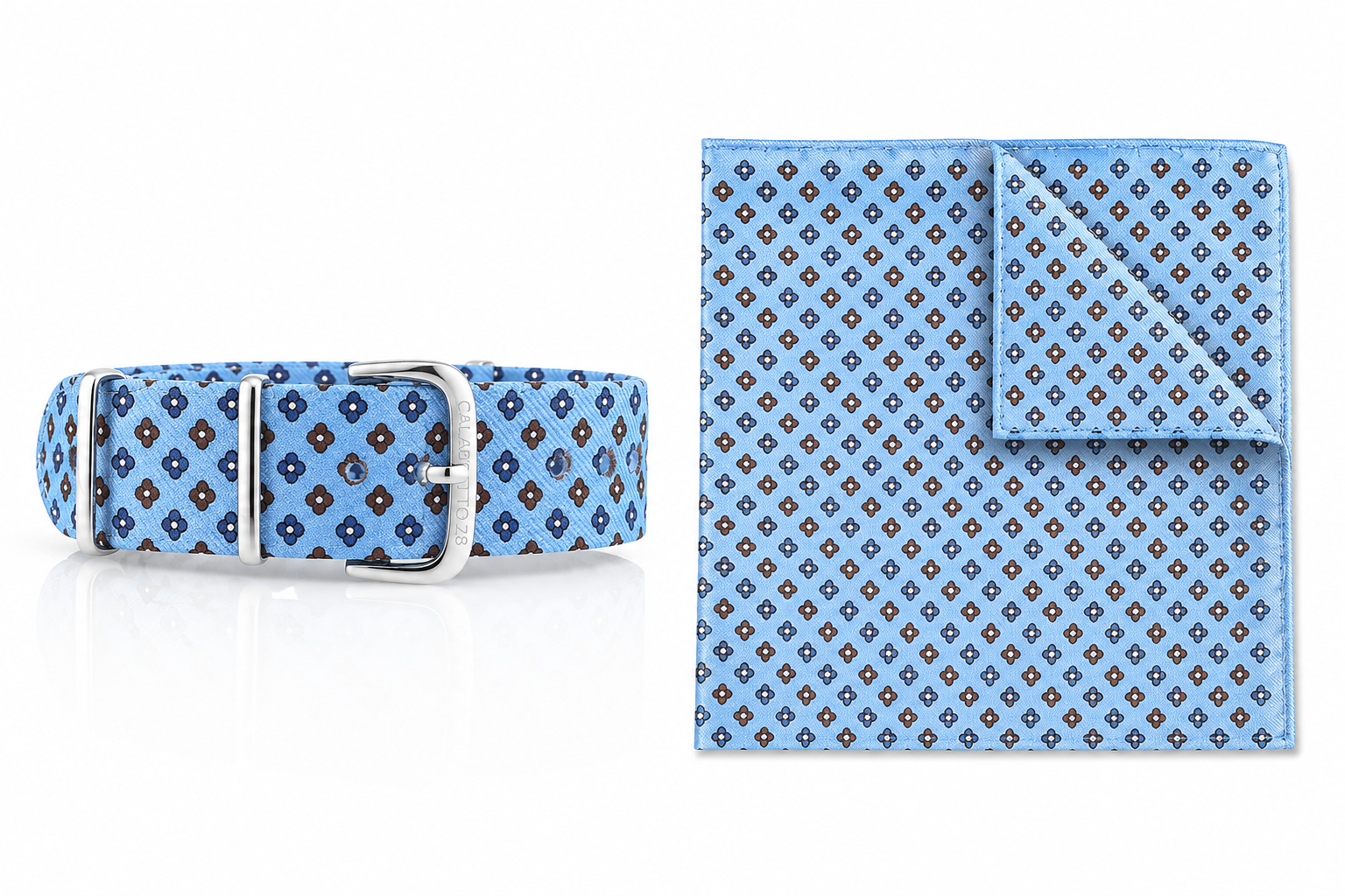 Kit Combo Cinturino & Pochette Arcamone Azzurro-Marrone