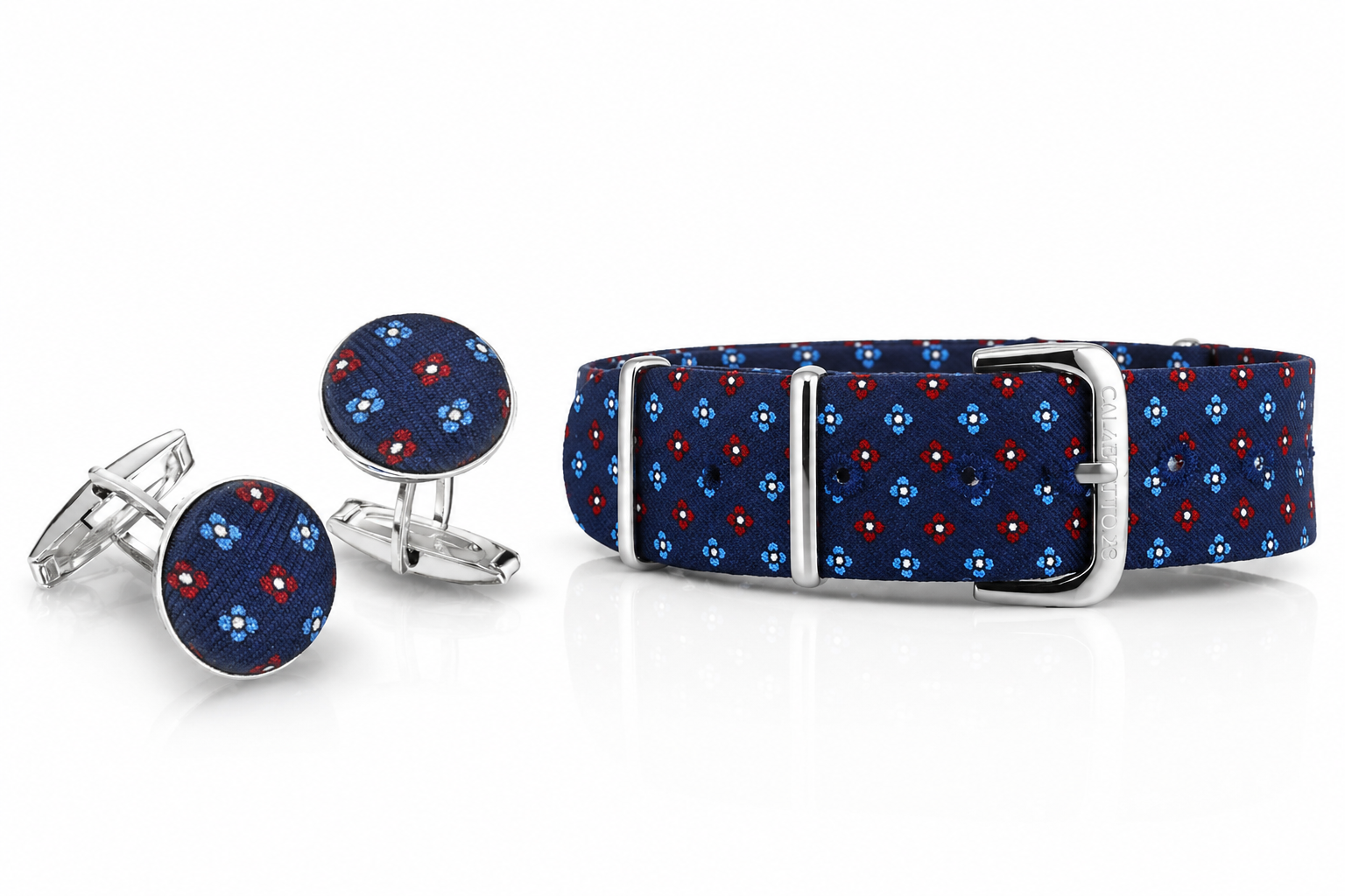 Kit Combo Gemelli & Cinturino Arcamone Blu-Rosso