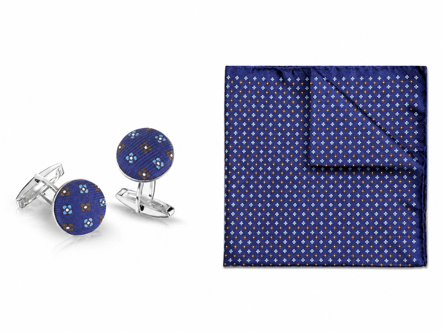 Kit Combo Gemelli & Pochette Arcamone Blu-Marrone