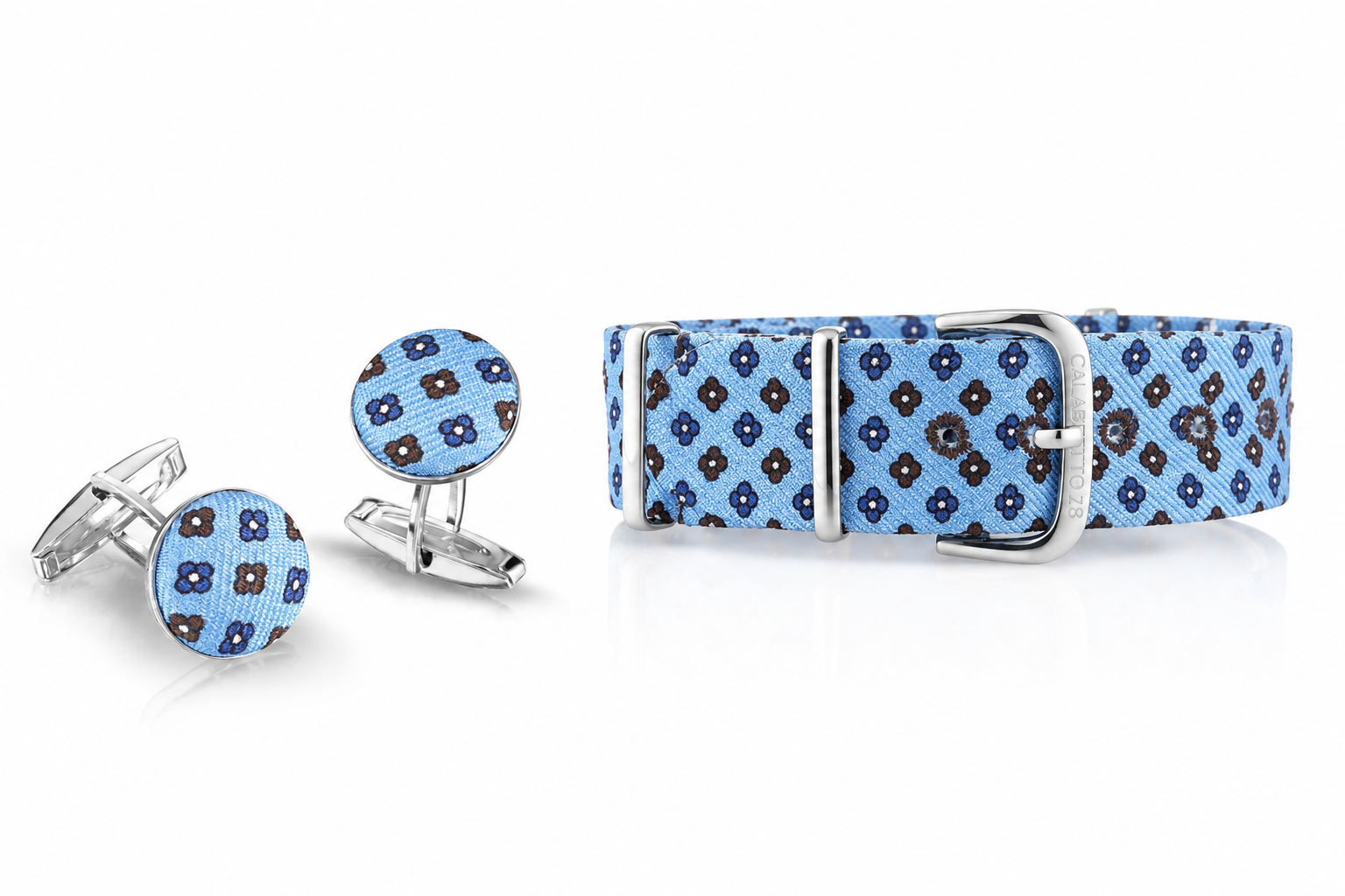 Kit Combo Gemelli & Cinturino Arcamone Azzurro-Marrone