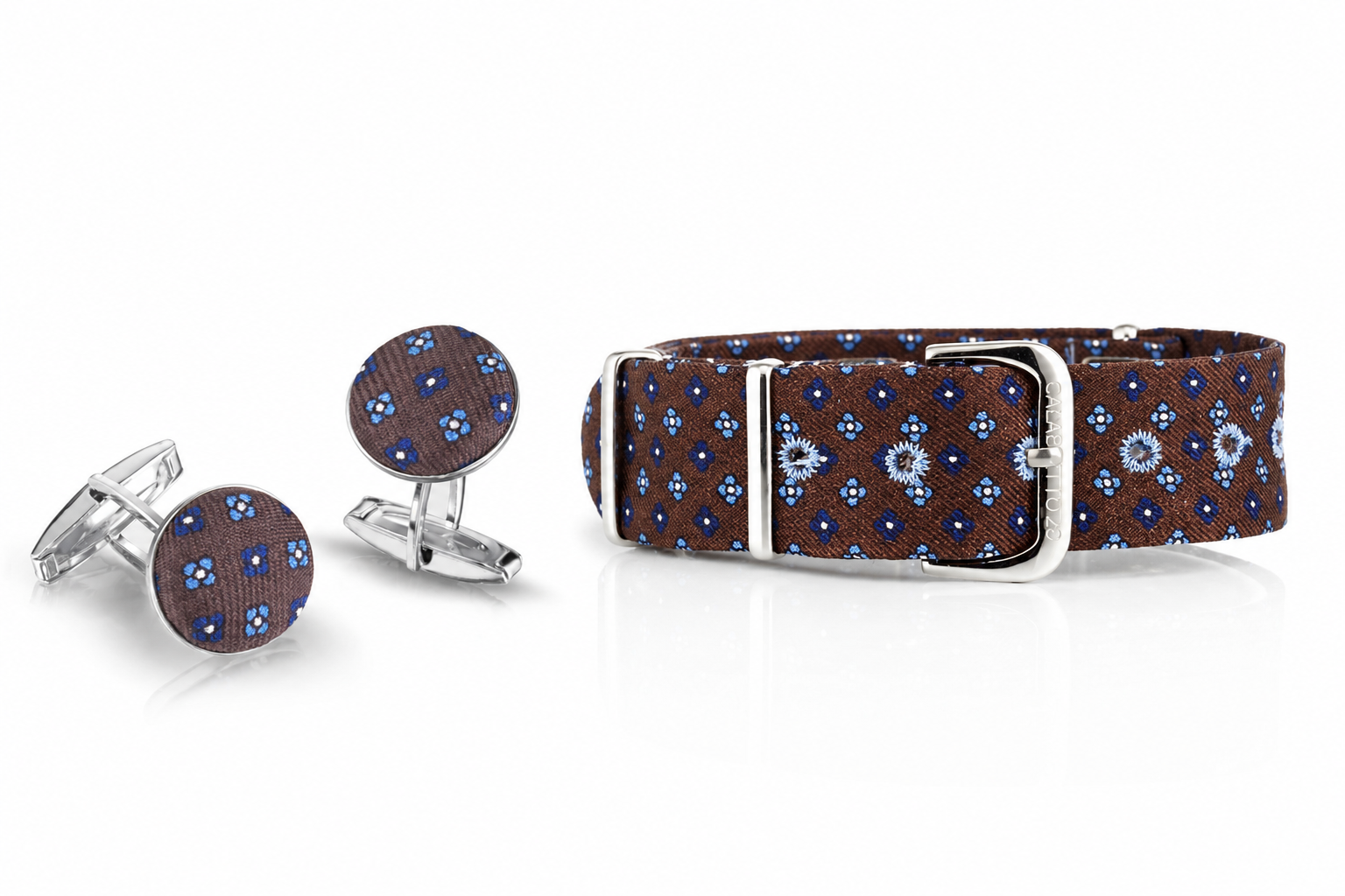 Kit Combo Gemelli & Cinturino  Arcamone Marrone-Blu