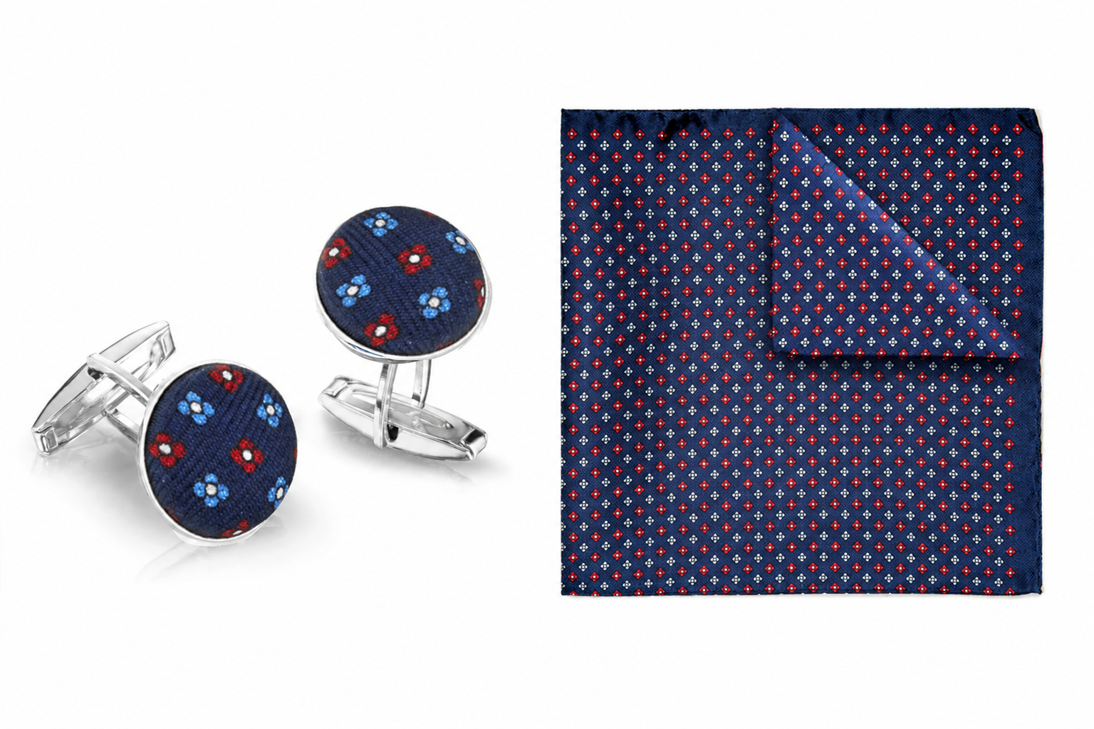 Kit Combo Gemelli & Pochette Arcamone Blu-Rosso