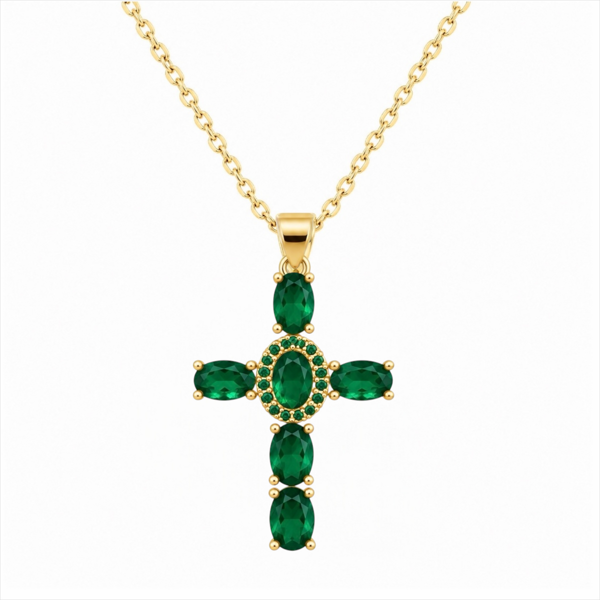 Collana Croce Luce Verde