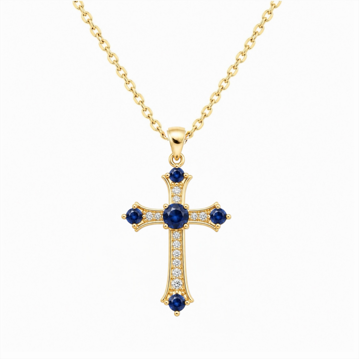Collana Croce Gemma Blu
