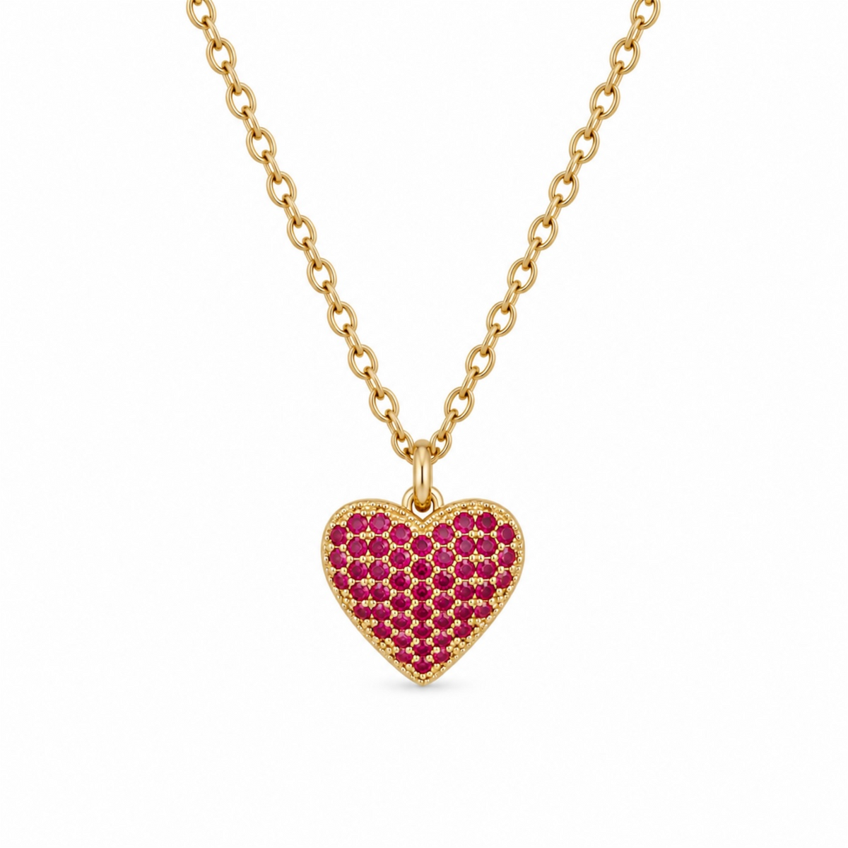 Collana Cuore Pavé Fucsia