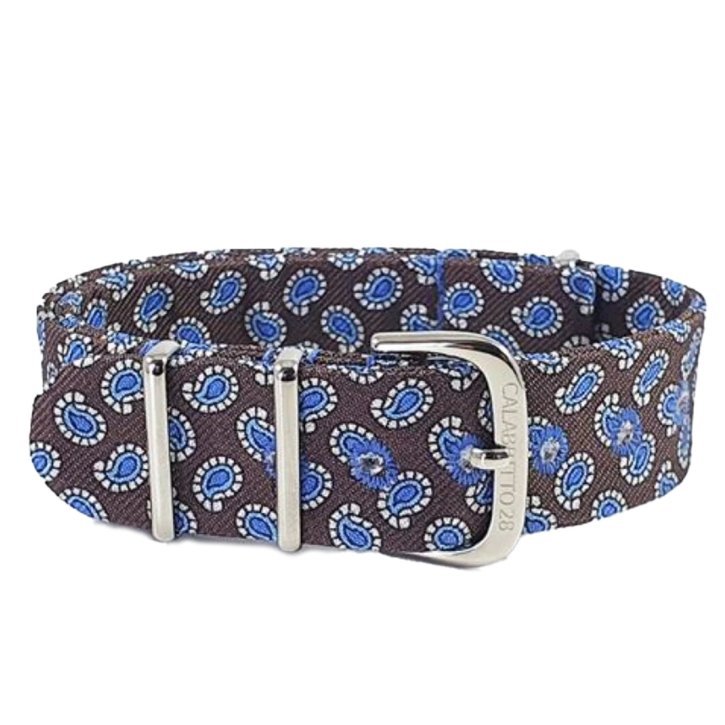 Cinturino Paisley Marrone-Azzurro