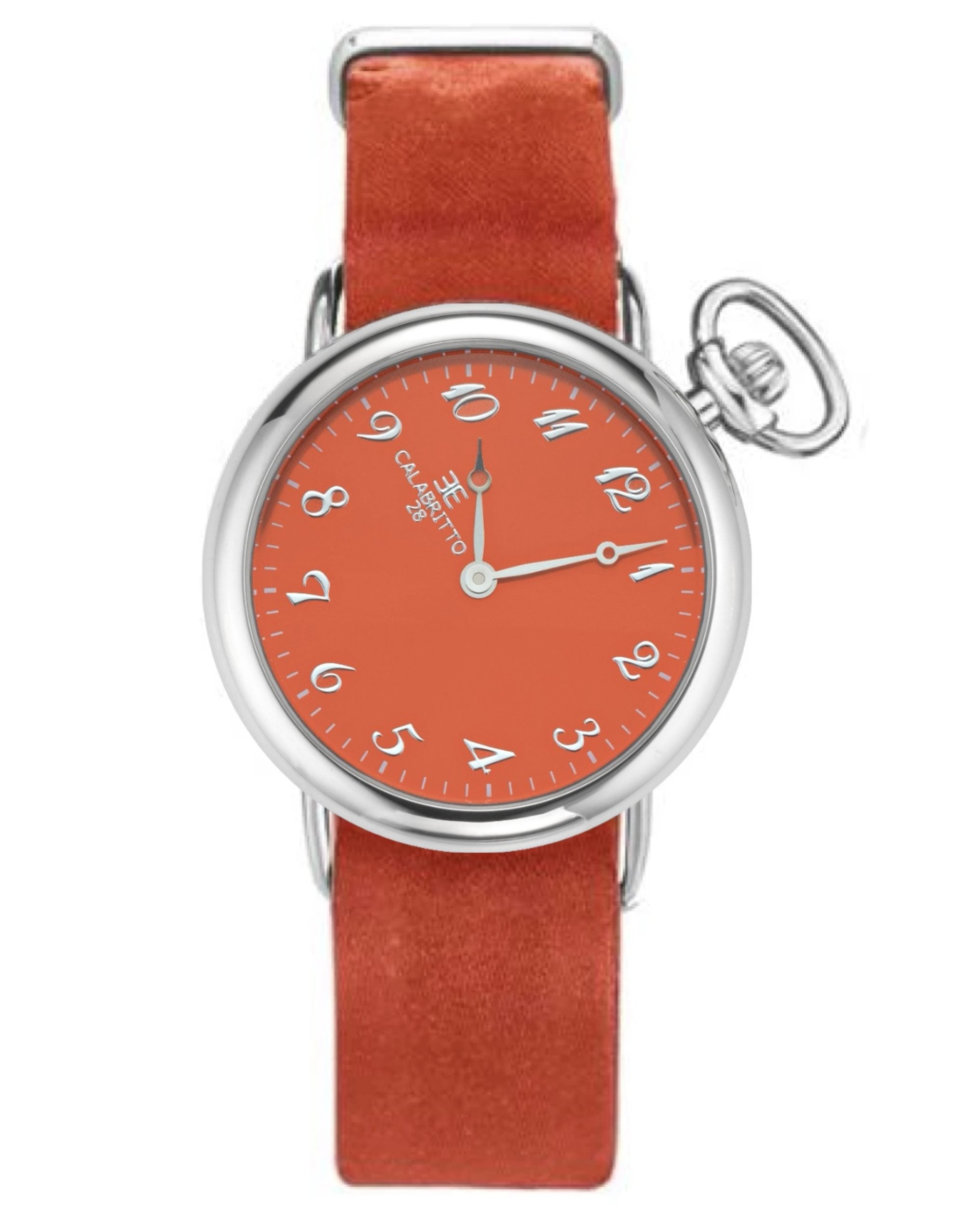 Orologio 32mm  Silver Rosso Raso Rosso Corallo