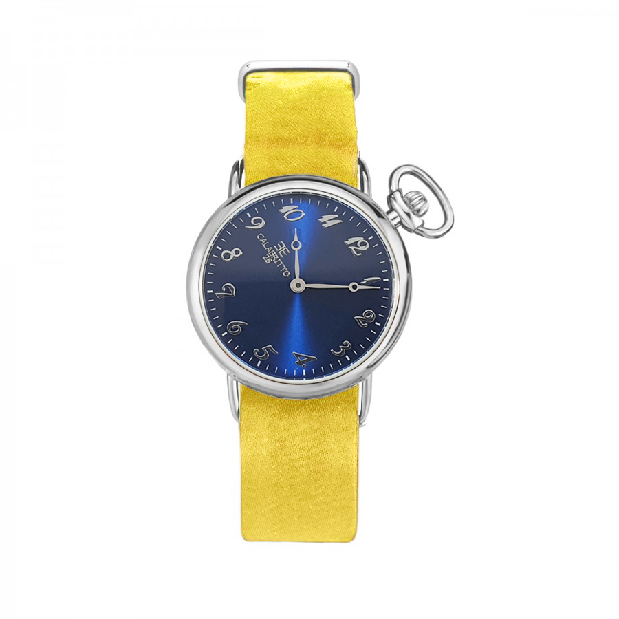 32MM SILVER BLU RASO GIALLO - Orologio con cinturino intercambiabile